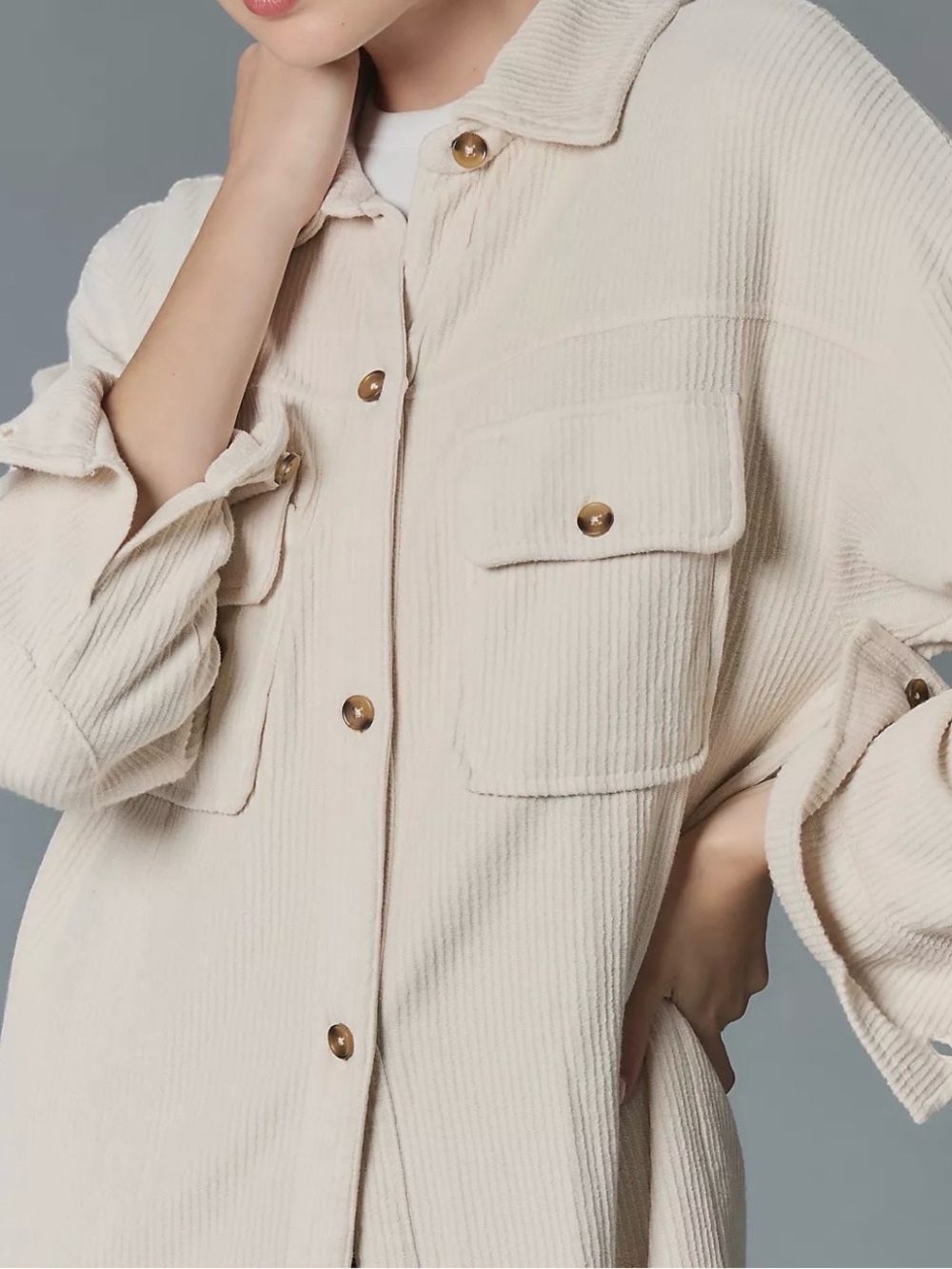 Pilcro Long-Sleeve Corduroy Duster Shacket - Size XS - Picture 7 of 11
